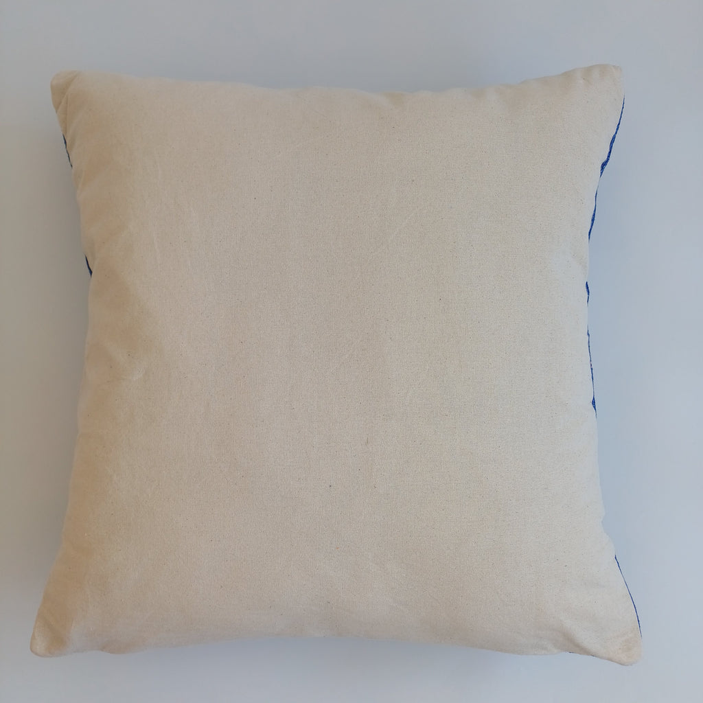 Moroccan Handmade Royal Blue Cactus Silk Cushion Cover 20''x20'' / 50x50 CM