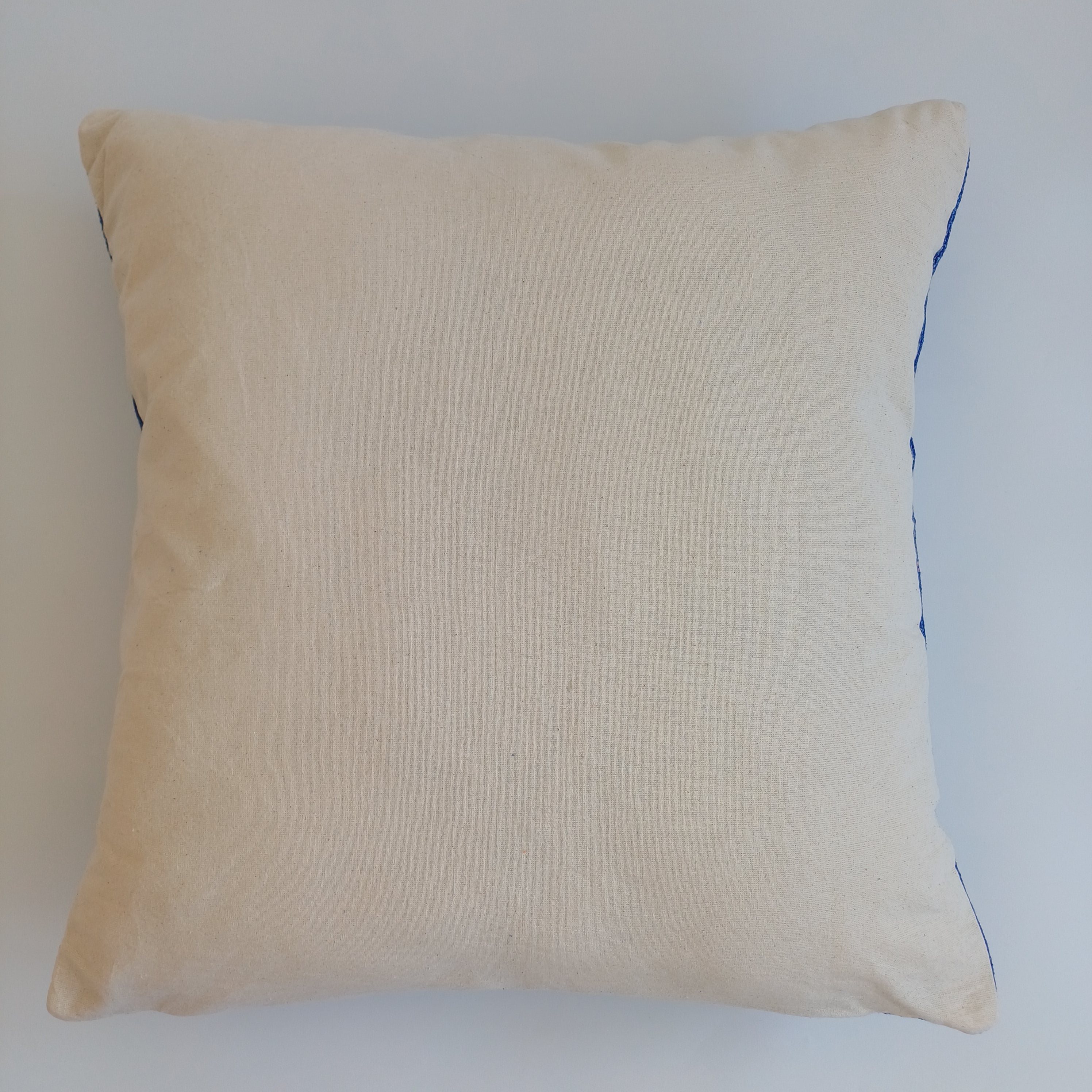 Moroccan Handmade Royal Blue Cactus Silk Cushion Cover 20''x20'' / 50x50 CM