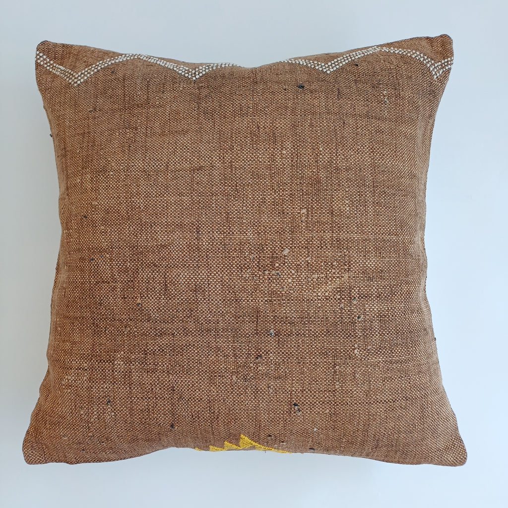 Moroccan Handmade Brown Cactus Silk Cushion Cover 20''x20'' / 50x50 CM