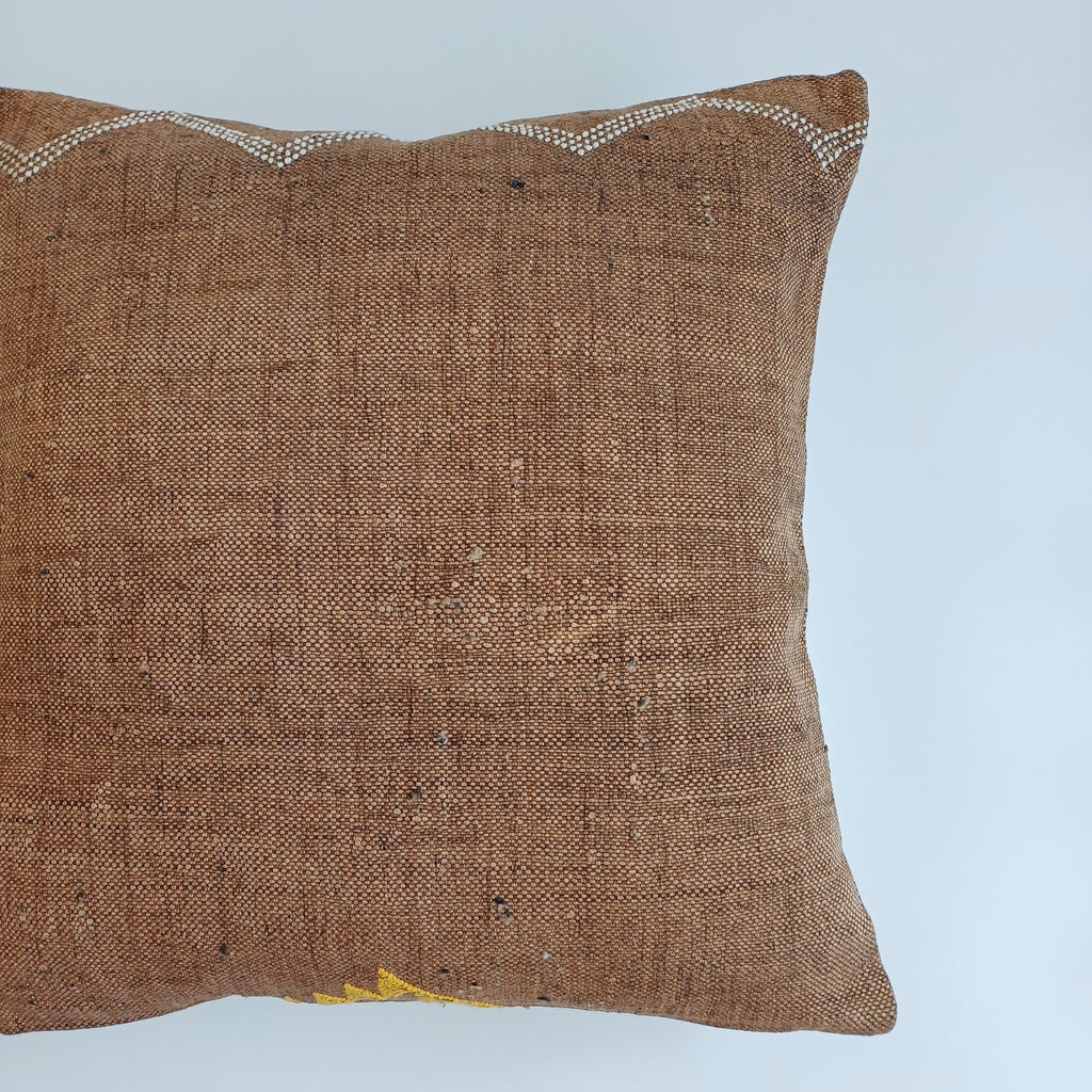 Moroccan Handmade Brown Cactus Silk Cushion Cover 20''x20'' / 50x50 CM