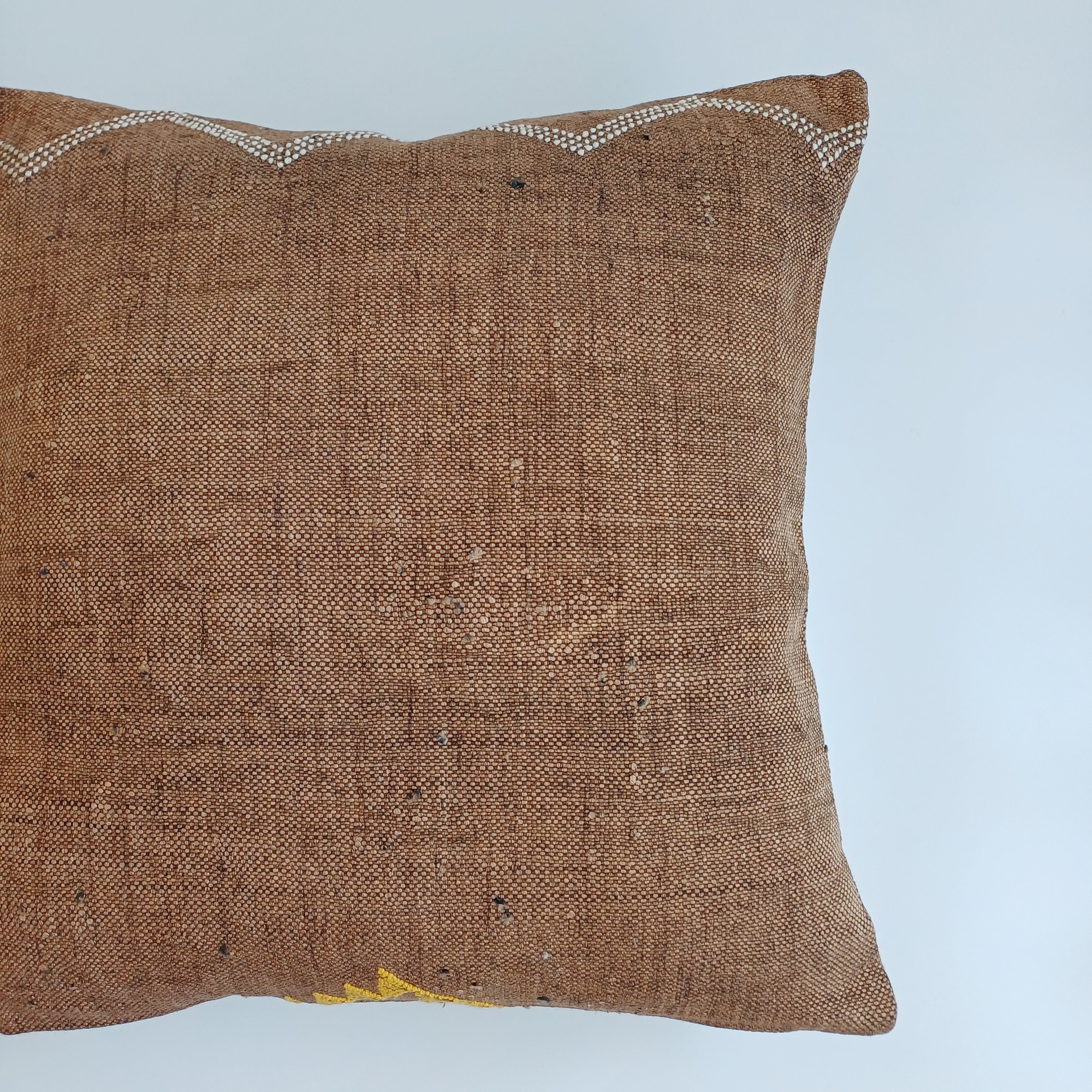 Moroccan Handmade Brown Cactus Silk Cushion Cover 20''x20'' / 50x50 CM