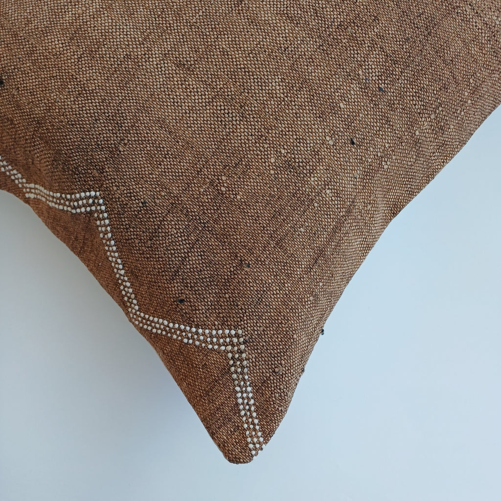 Moroccan Handmade Brown Cactus Silk Cushion Cover 20''x20'' / 50x50 CM