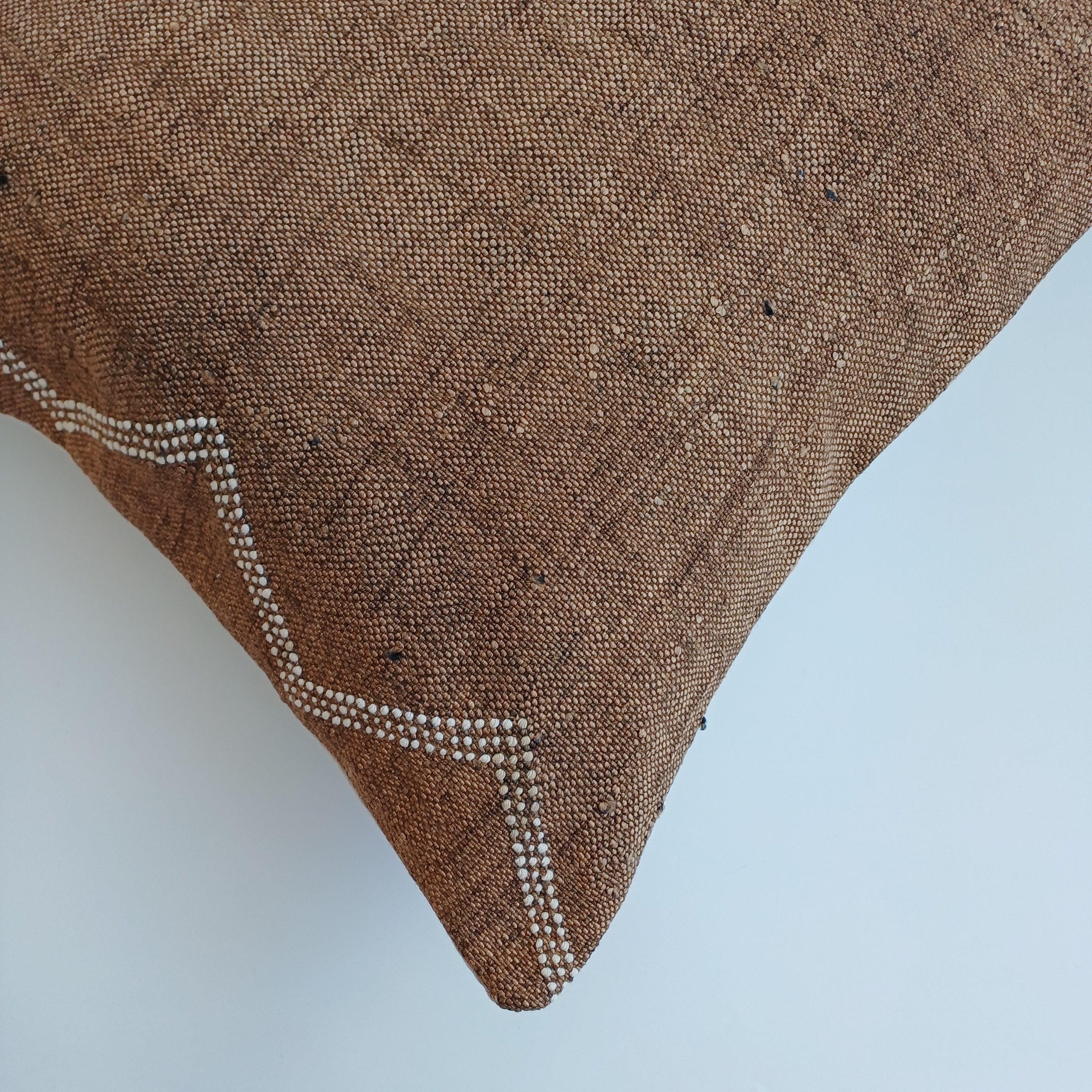Moroccan Handmade Brown Cactus Silk Cushion Cover 20''x20'' / 50x50 CM