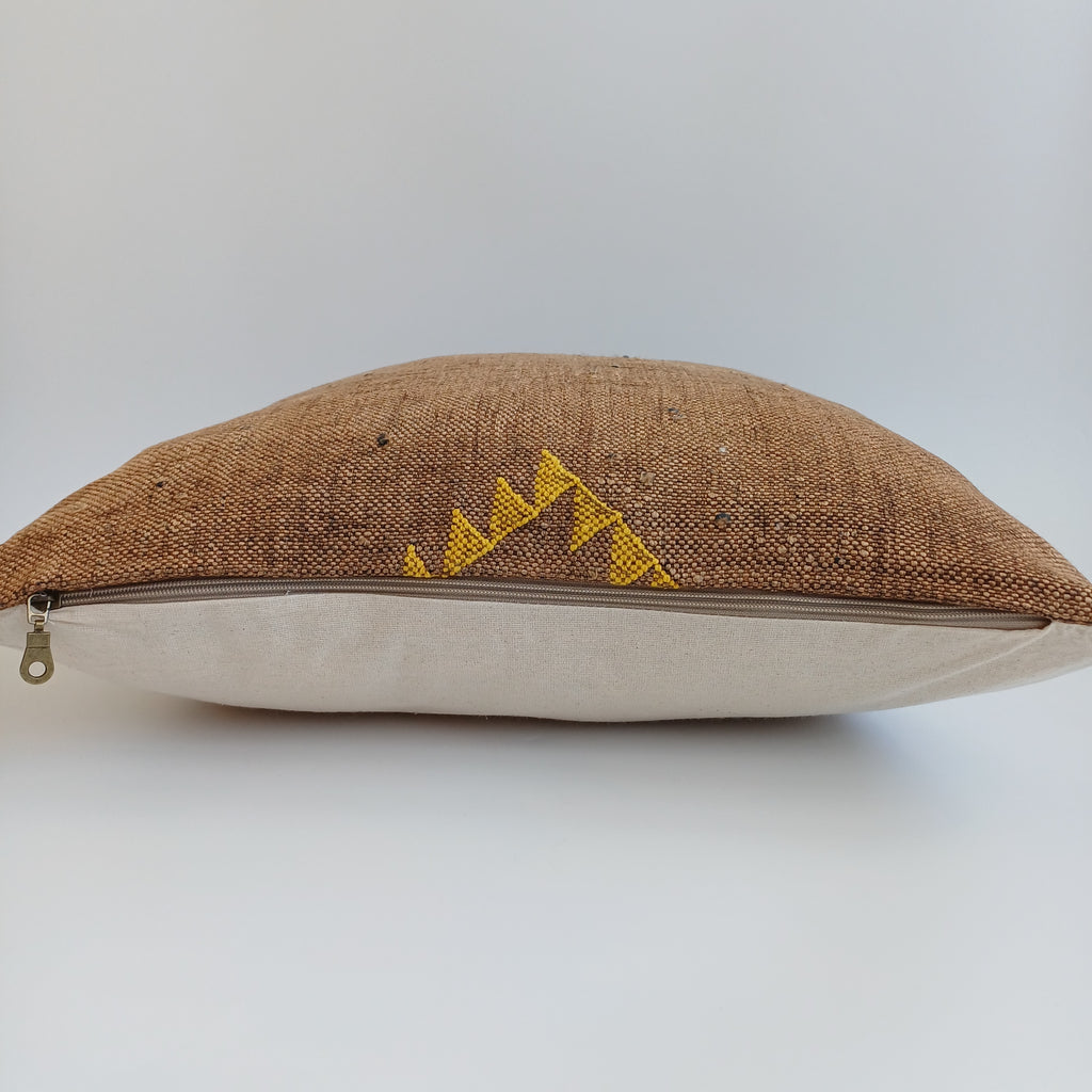 Moroccan Handmade Brown Cactus Silk Cushion Cover 20''x20'' / 50x50 CM