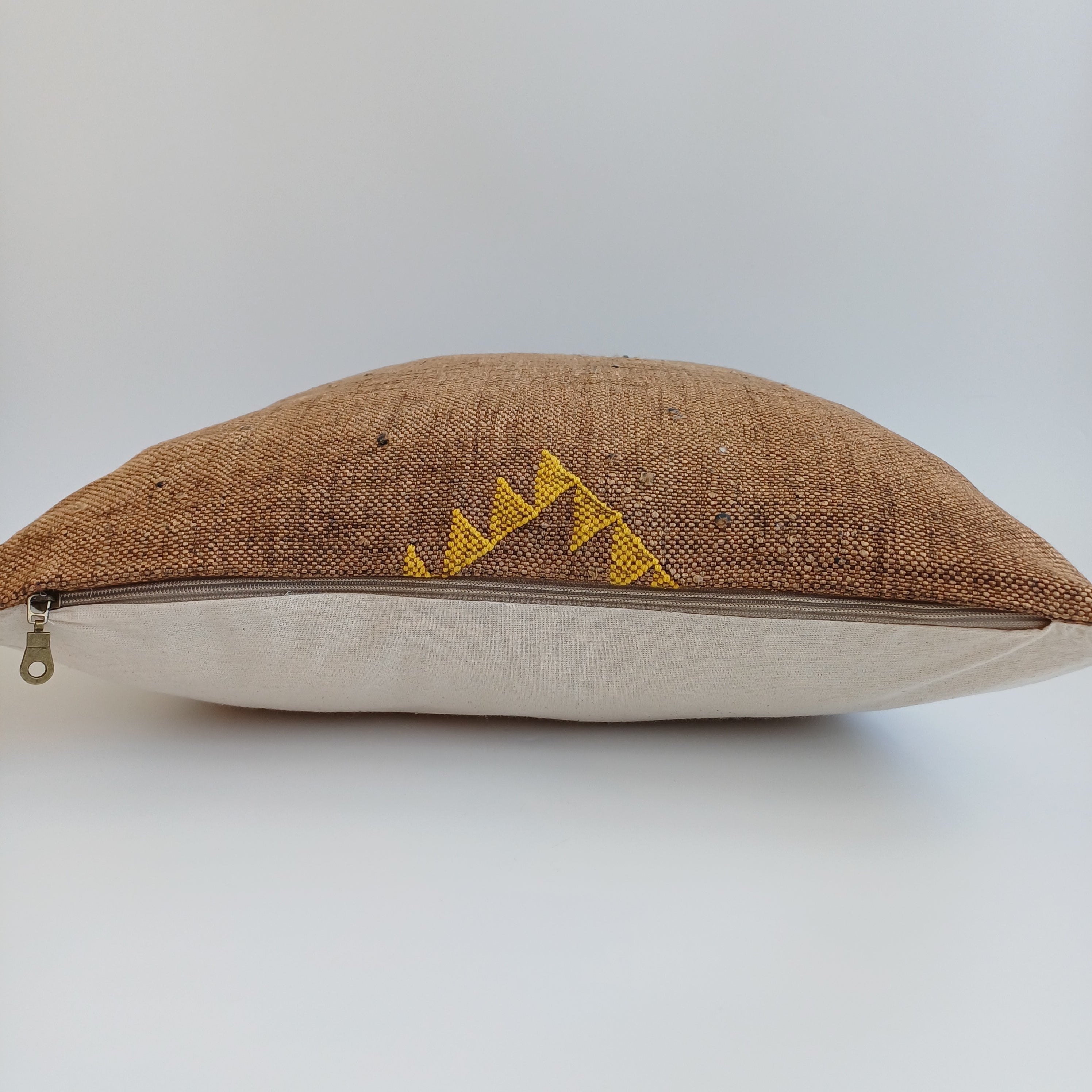 Moroccan Handmade Brown Cactus Silk Cushion Cover 20''x20'' / 50x50 CM