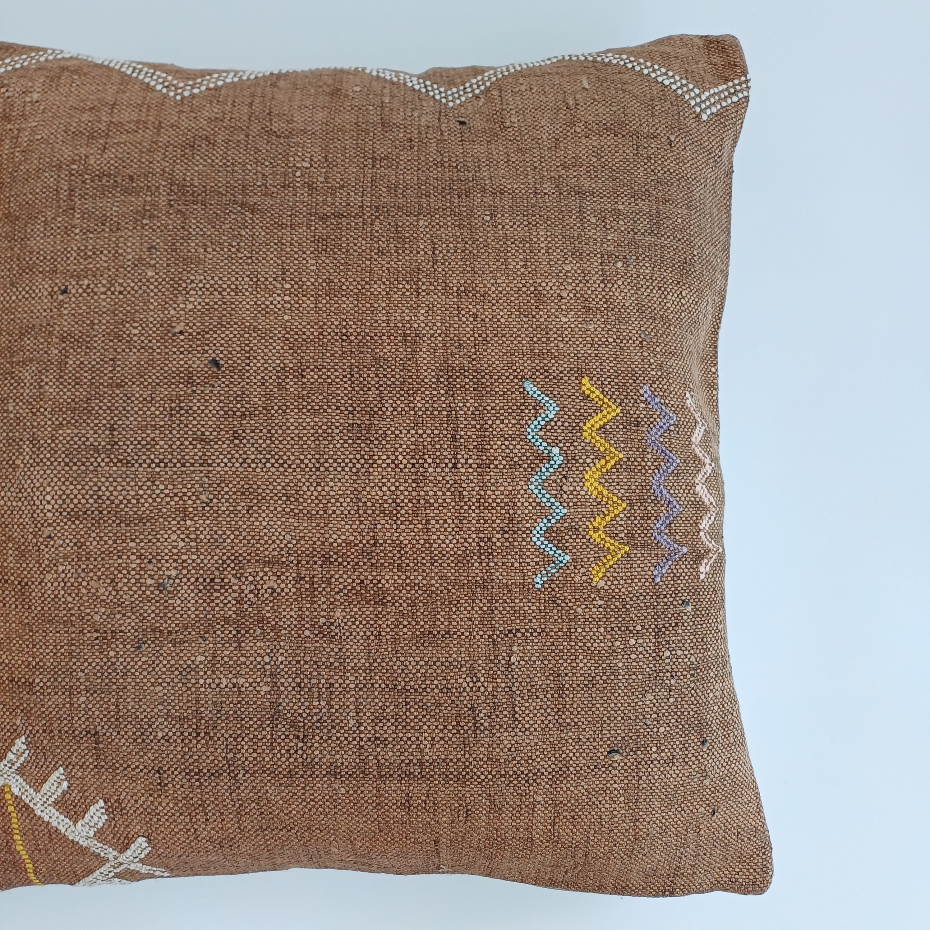 Moroccan Handmade Brown Cactus Silk Cushion Cover 20''x20'' / 50x50 CM