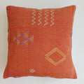 Moroccan Handmade Orange Red Cactus Silk Cushion Cover 20''x20'' / 50x50 CM