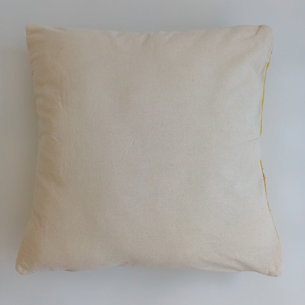 Moroccan Handmade Mustard Yellow Cactus Silk Cushion Cover 20''x20'' / 50x50 CM