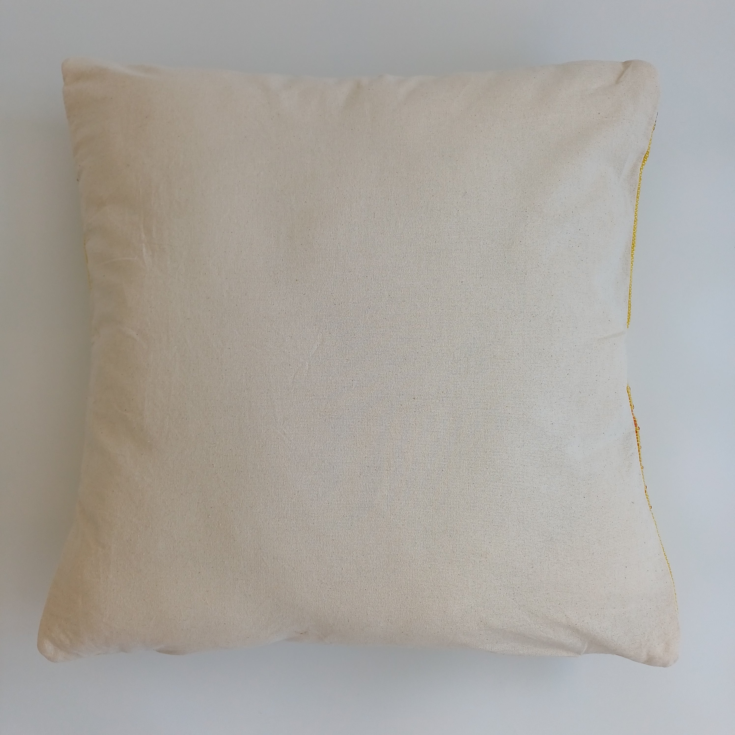 Moroccan Handmade Mustard Yellow Cactus Silk Cushion Cover 20''x20'' / 50x50 CM