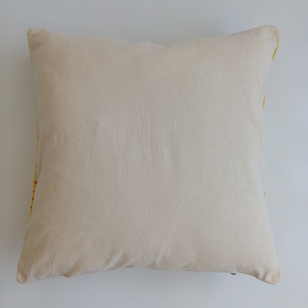 Moroccan Handmade Mustard Yellow Cactus Silk Cushion Cover 20''x20'' / 50x50 CM