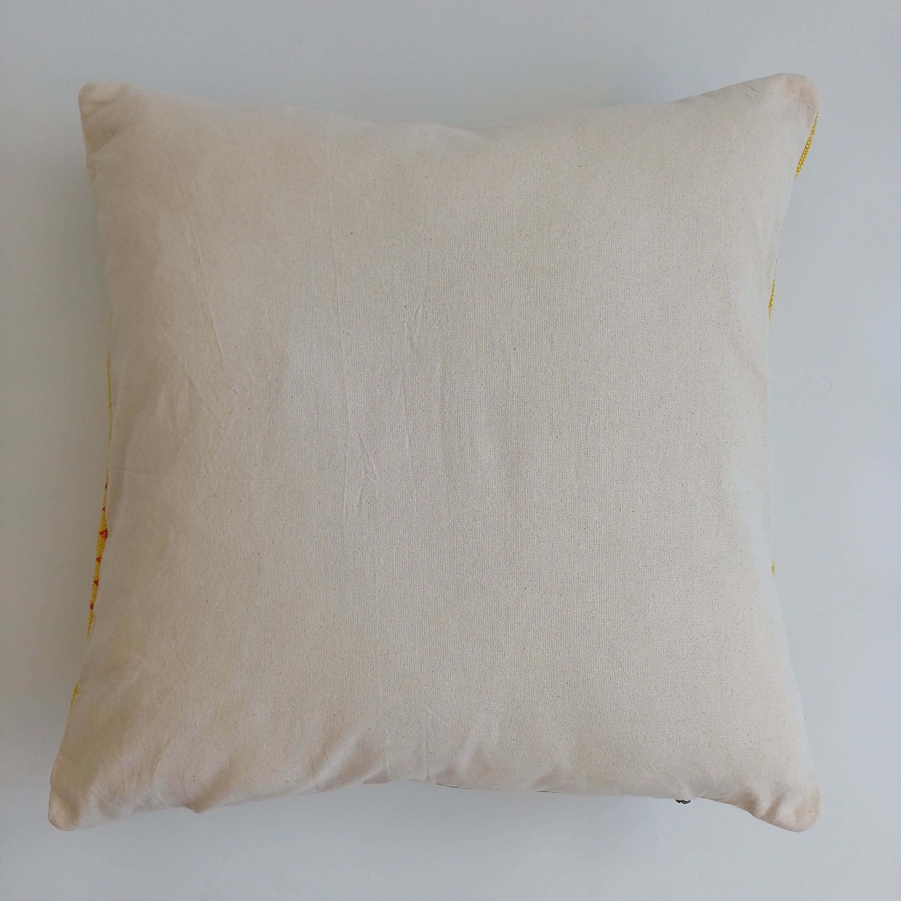Moroccan Handmade Mustard Yellow Cactus Silk Cushion Cover 20''x20'' / 50x50 CM