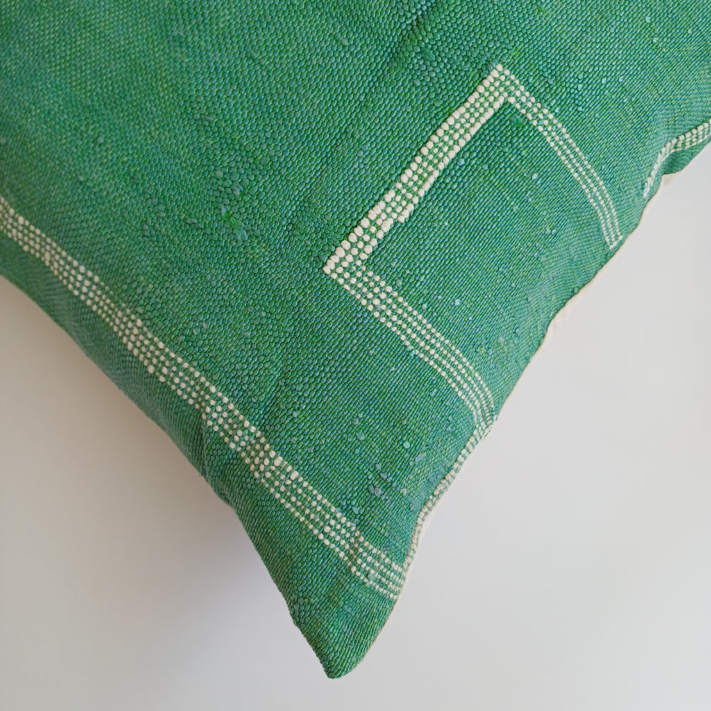 Moroccan Handmade Green Cactus Silk Cushion Cover 20''x20'' / 50x50 CM