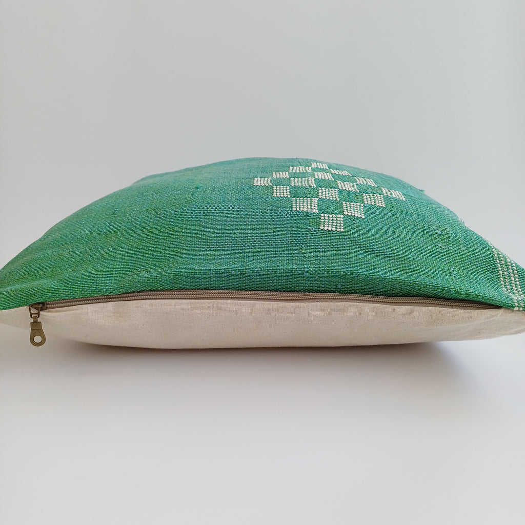 Moroccan Handmade Green Cactus Silk Cushion Cover 20''x20'' / 50x50 CM