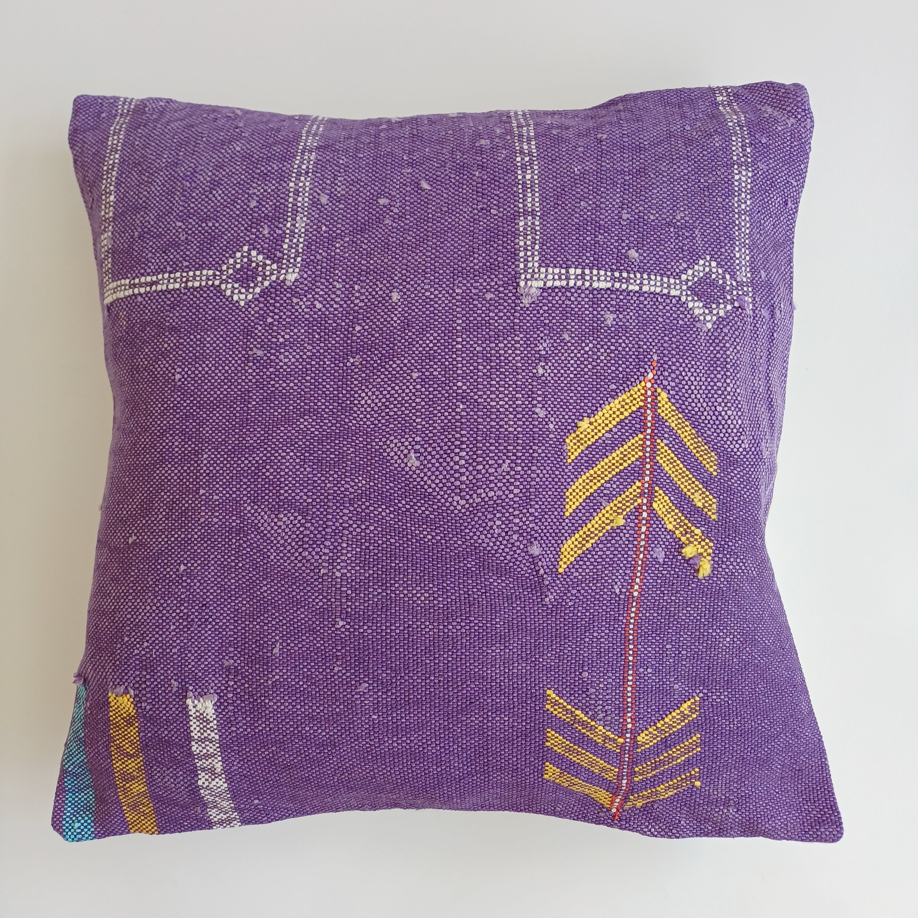 Moroccan Handmade Purple Cactus Silk Cushion Cover 20''x20'' / 50x50 CM