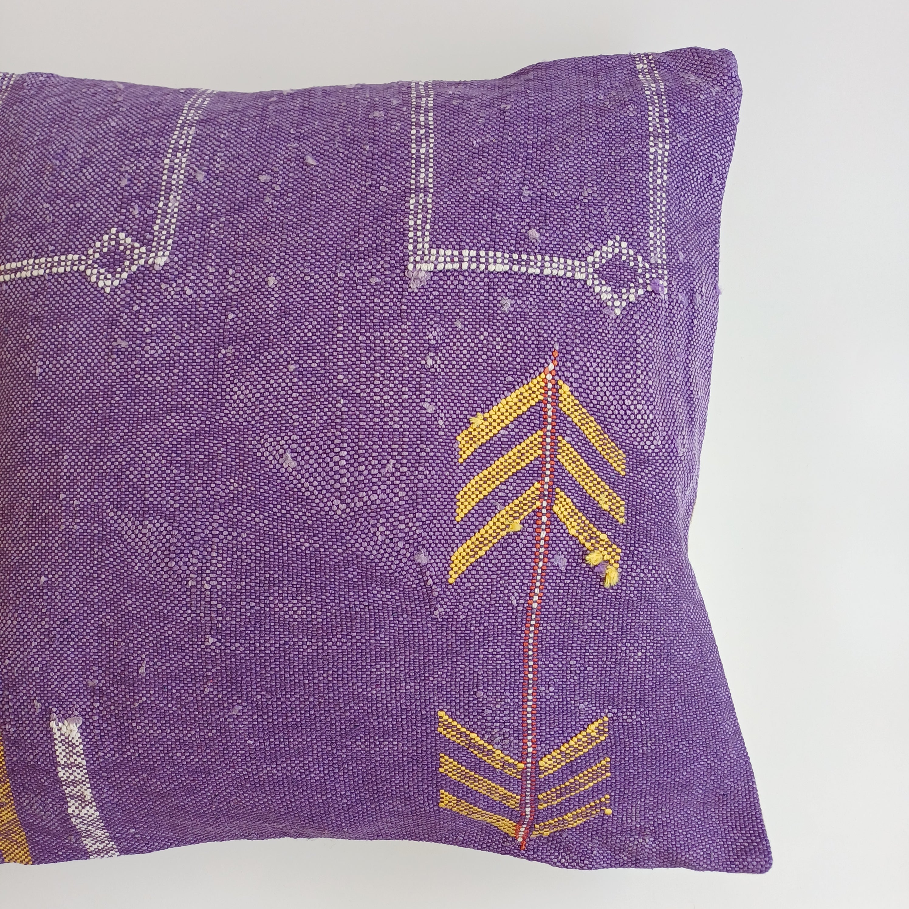 Moroccan Handmade Purple Cactus Silk Cushion Cover 20''x20'' / 50x50 CM