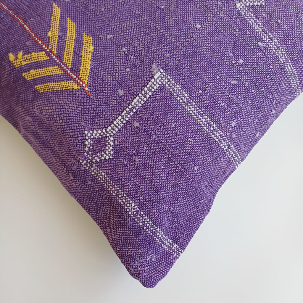 Moroccan Handmade Purple Cactus Silk Cushion Cover 20''x20'' / 50x50 CM