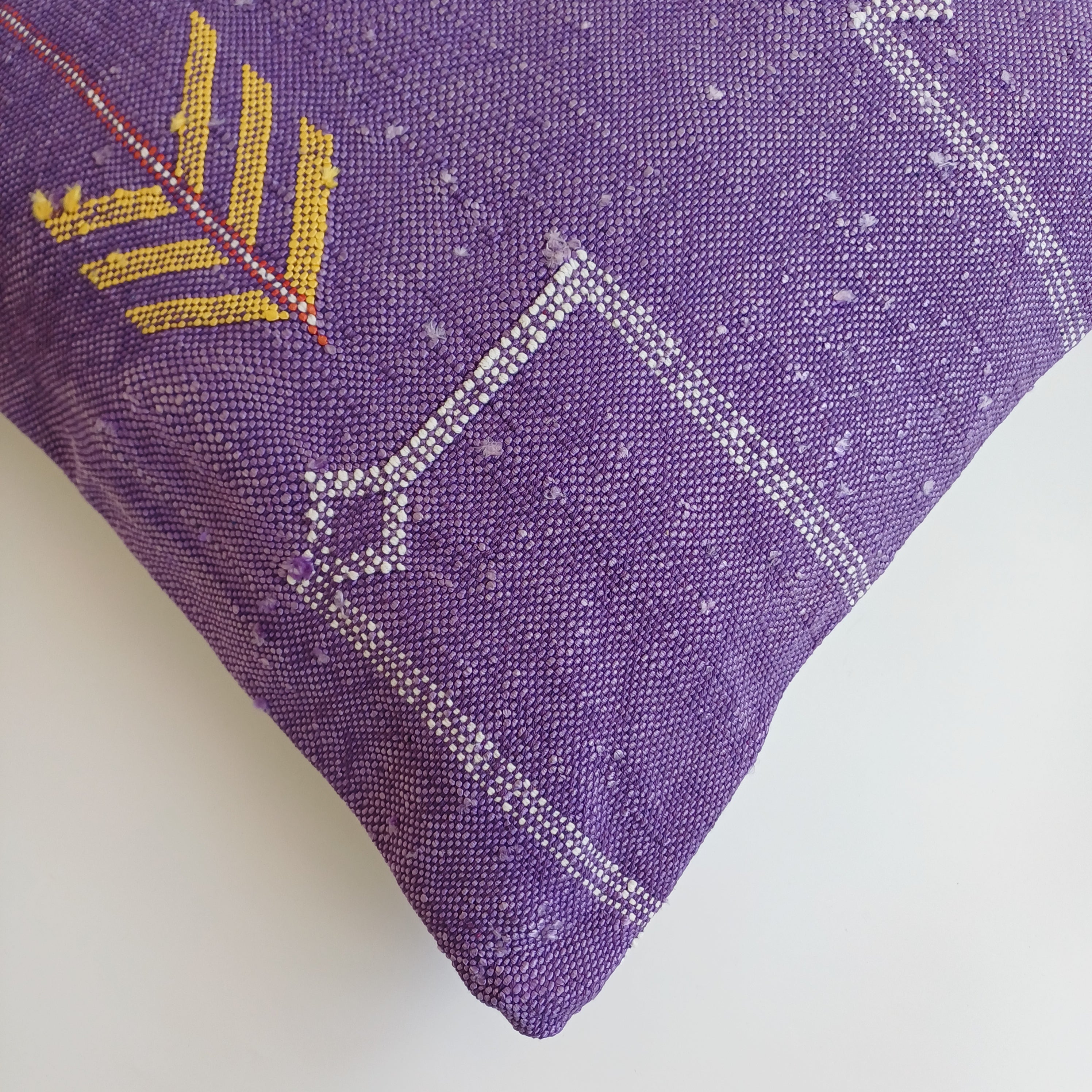 Moroccan Handmade Purple Cactus Silk Cushion Cover 20''x20'' / 50x50 CM