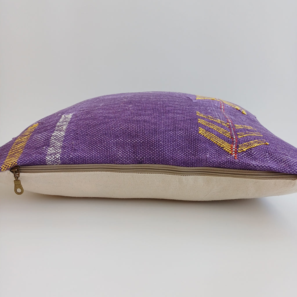 Moroccan Handmade Purple Cactus Silk Cushion Cover 20''x20'' / 50x50 CM