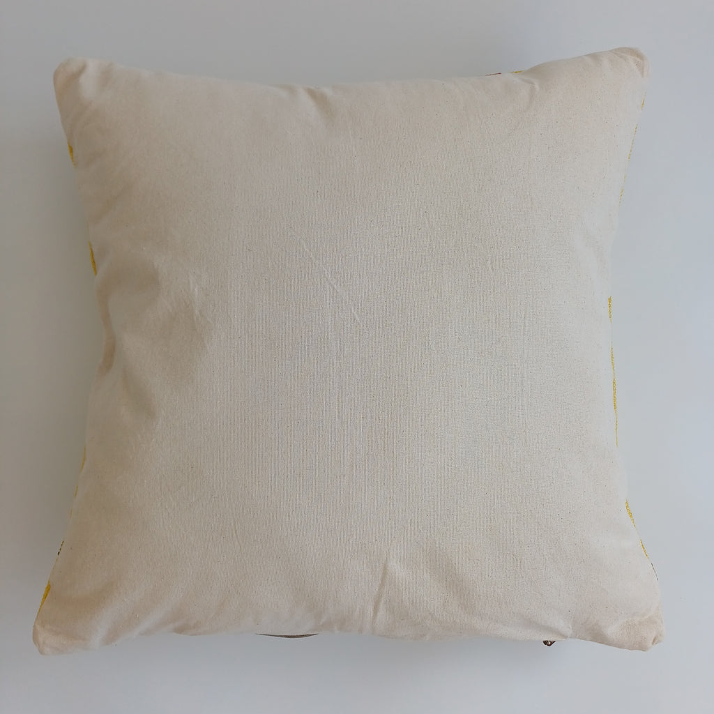 Moroccan Handmade Mustard Yellow Cactus Silk Cushion Cover 20''x20'' / 50x50 CM