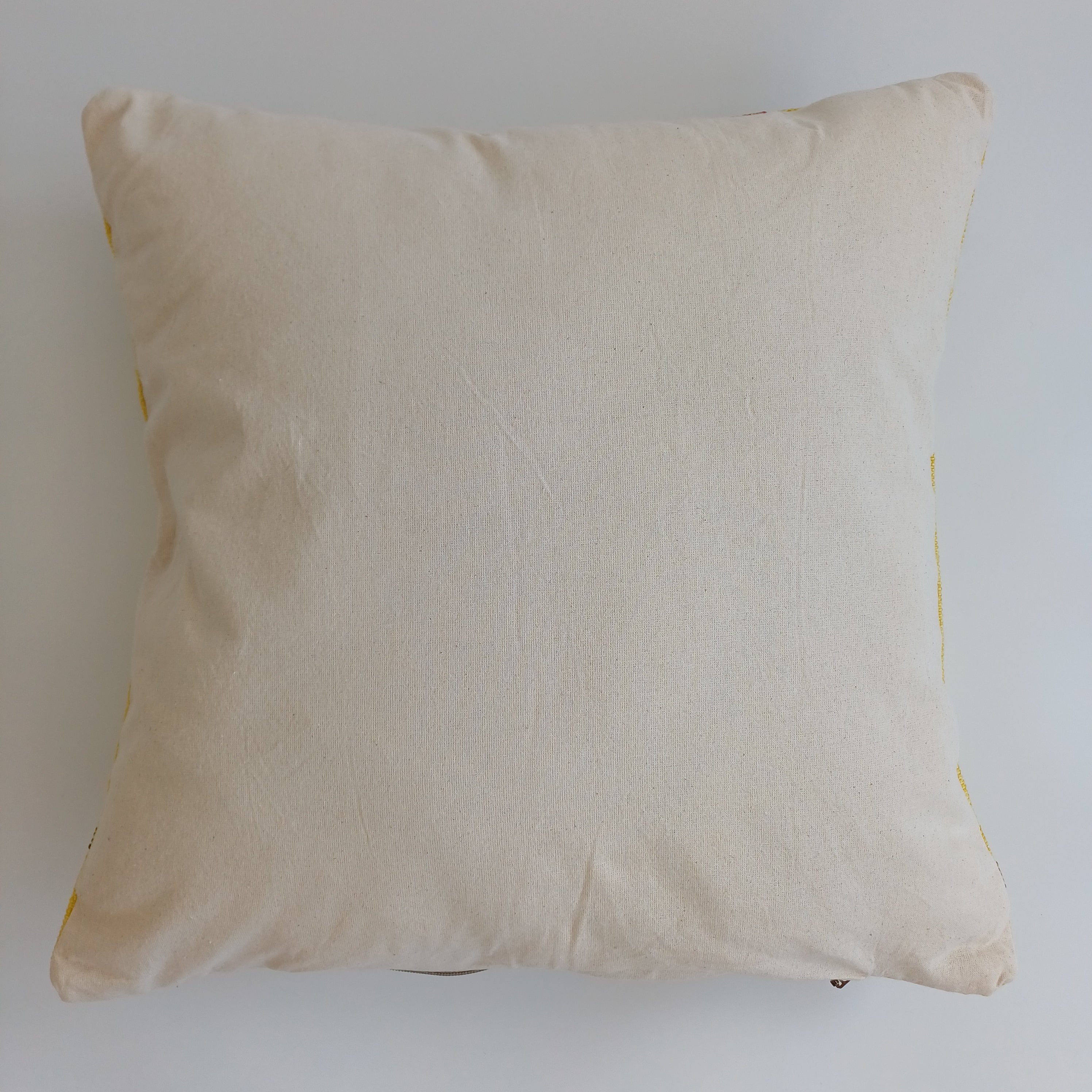 Moroccan Handmade Mustard Yellow Cactus Silk Cushion Cover 20''x20'' / 50x50 CM