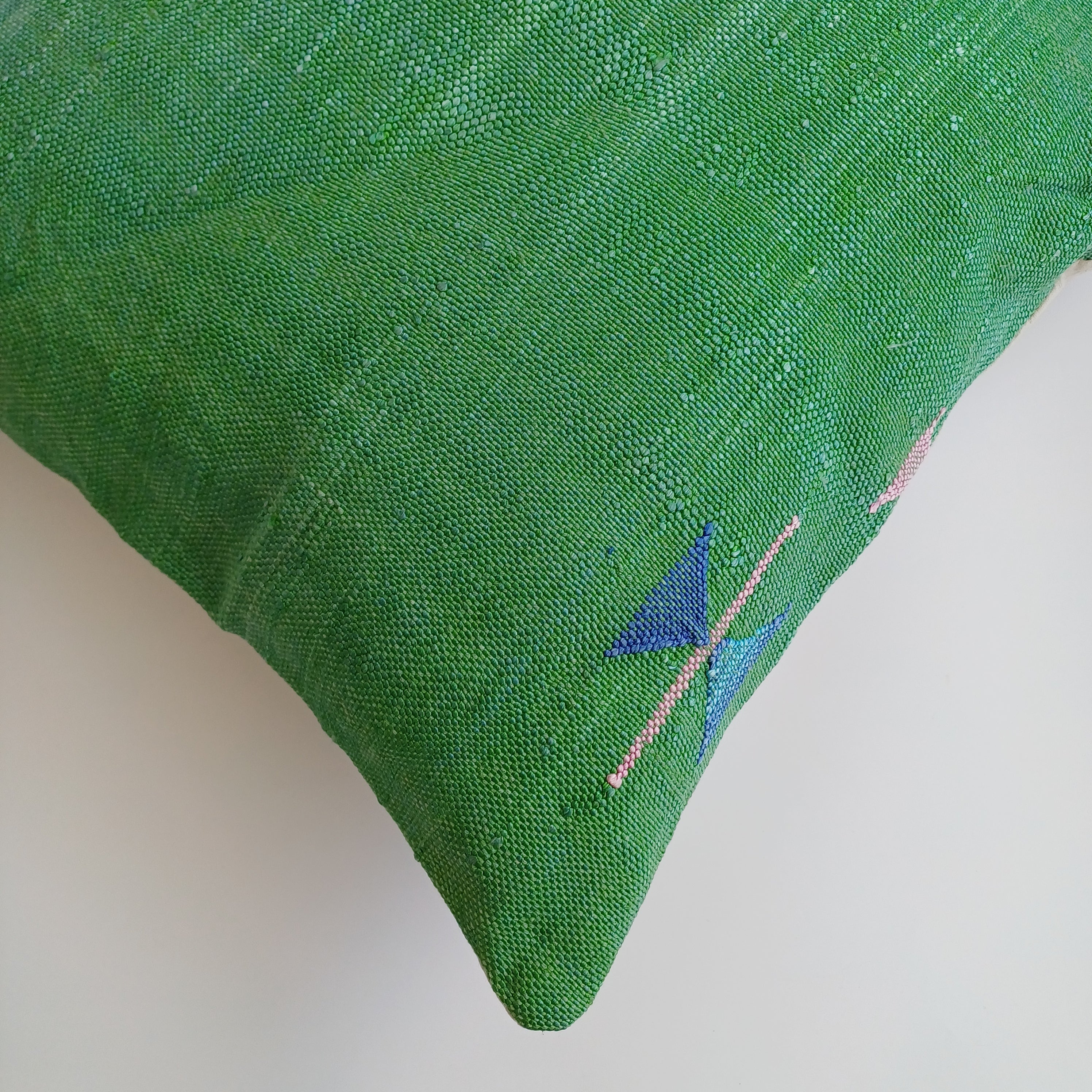 Moroccan Handmade Green Cactus Silk Cushion Cover 20''x20'' / 50x50 CM