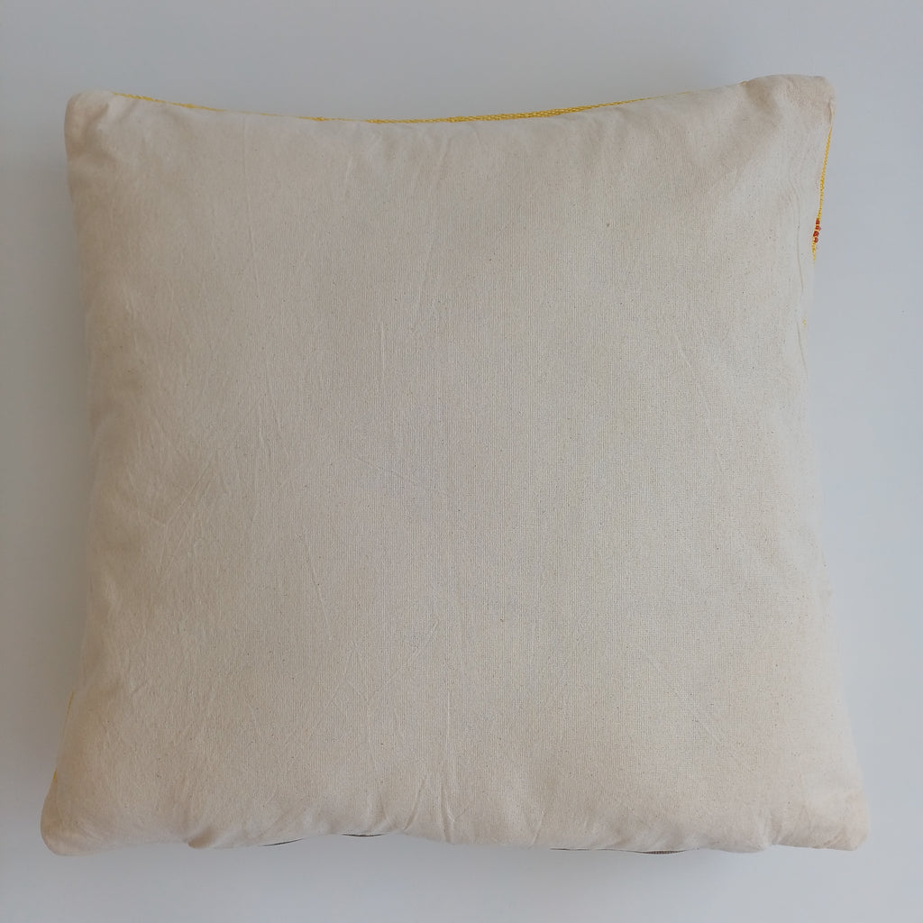 Moroccan Handmade Mustard Yellow Cactus Silk Cushion Cover 20''x20'' / 50x50 CM