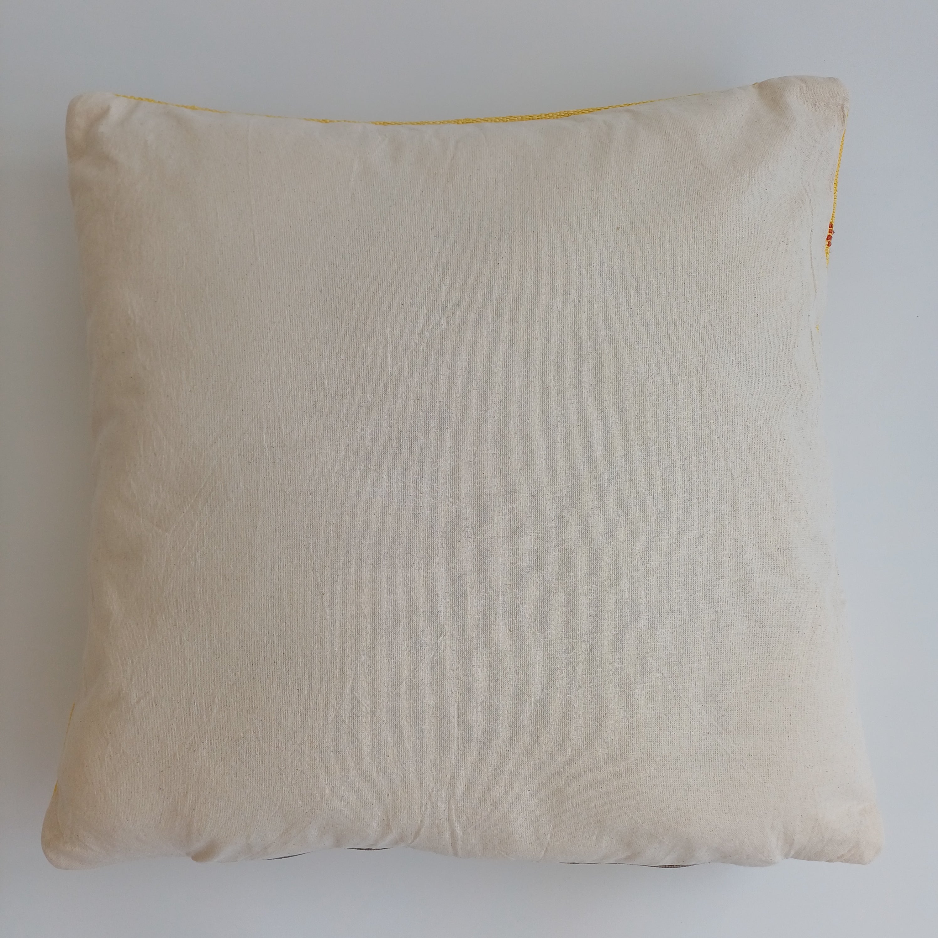 Moroccan Handmade Mustard Yellow Cactus Silk Cushion Cover 20''x20'' / 50x50 CM