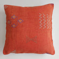 Moroccan Handmade Orange Red Cactus Silk Cushion Cover 20''x20'' / 50x50 CM