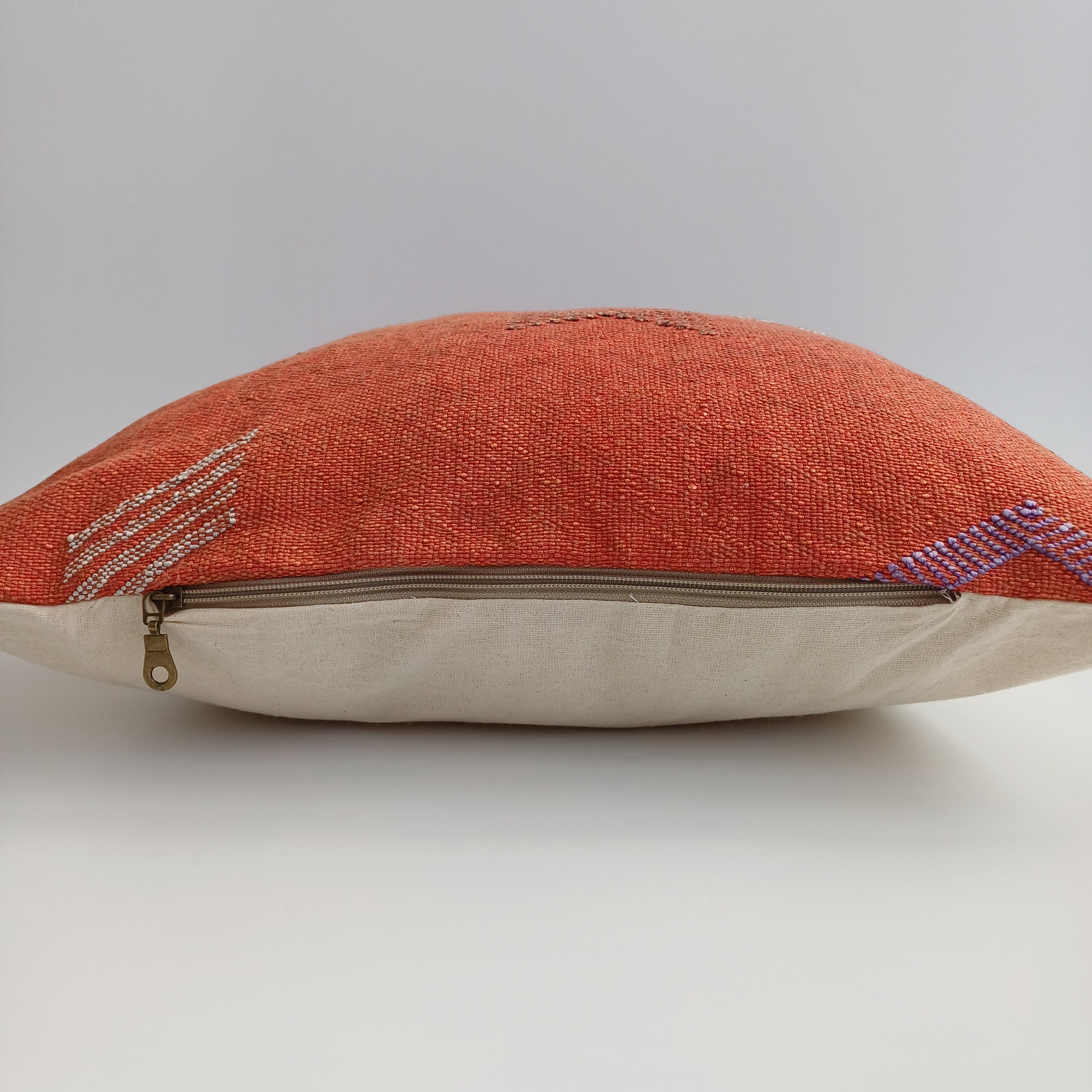 Moroccan Handmade Orange Red Cactus Silk Cushion Cover 20''x20'' / 50x50 CM
