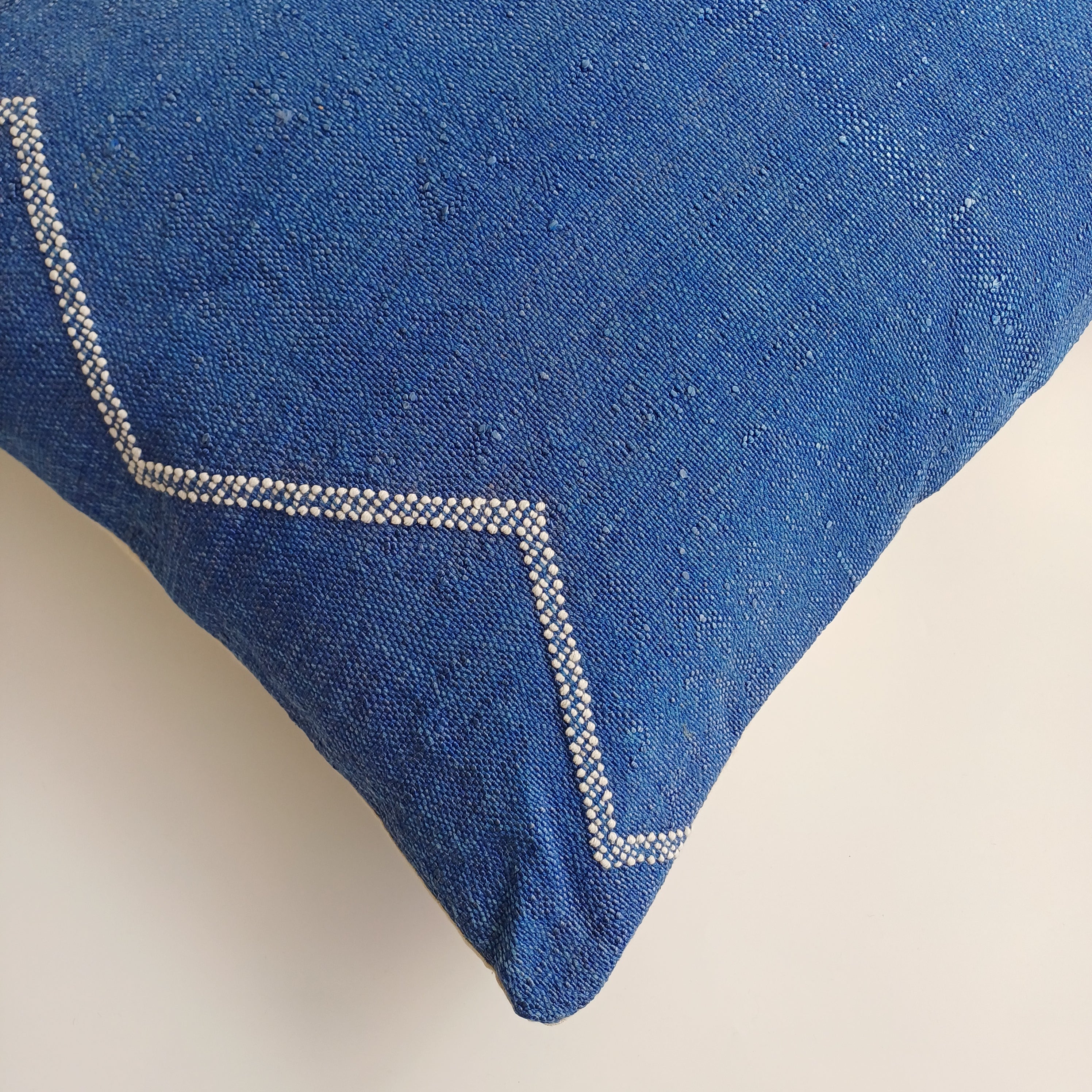 Moroccan Handmade Royal Blue Cactus Silk Cushion Cover 20''x20'' / 50x50 CM