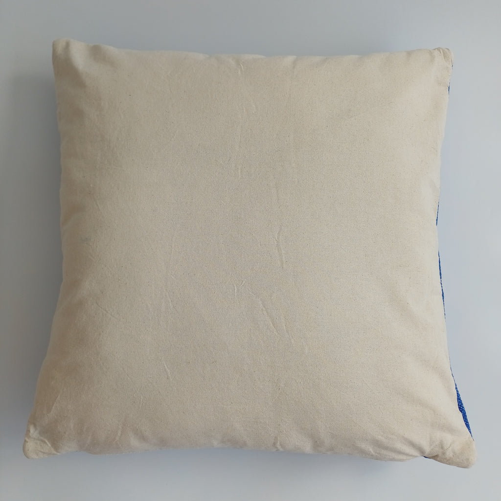 Moroccan Handmade Royal Blue Cactus Silk Cushion Cover 20''x20'' / 50x50 CM