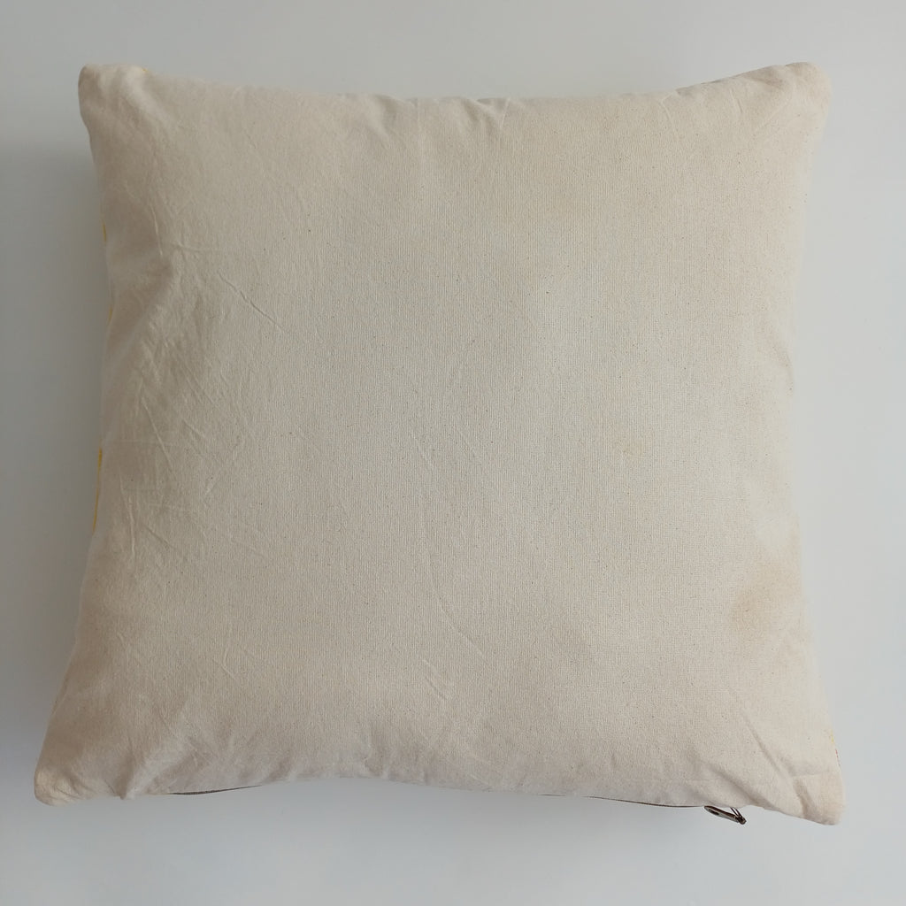 Moroccan Handmade Mustard Yellow Cactus Silk Cushion Cover 20''x20'' / 50x50 CM