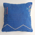 Moroccan Handmade Royal Blue Cactus Silk Cushion Cover 20''x20'' / 50x50 CM