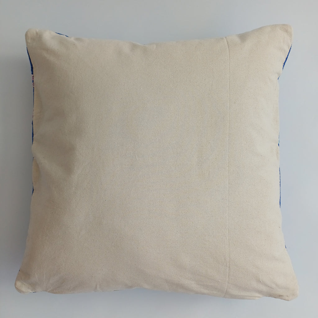 Moroccan Handmade Royal Blue Cactus Silk Cushion Cover 20''x20'' / 50x50 CM