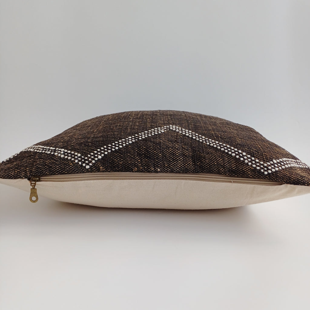 Moroccan Handmade Charcoal Brown Cactus Silk Cushion Cover 20''x20'' / 50x50 CM