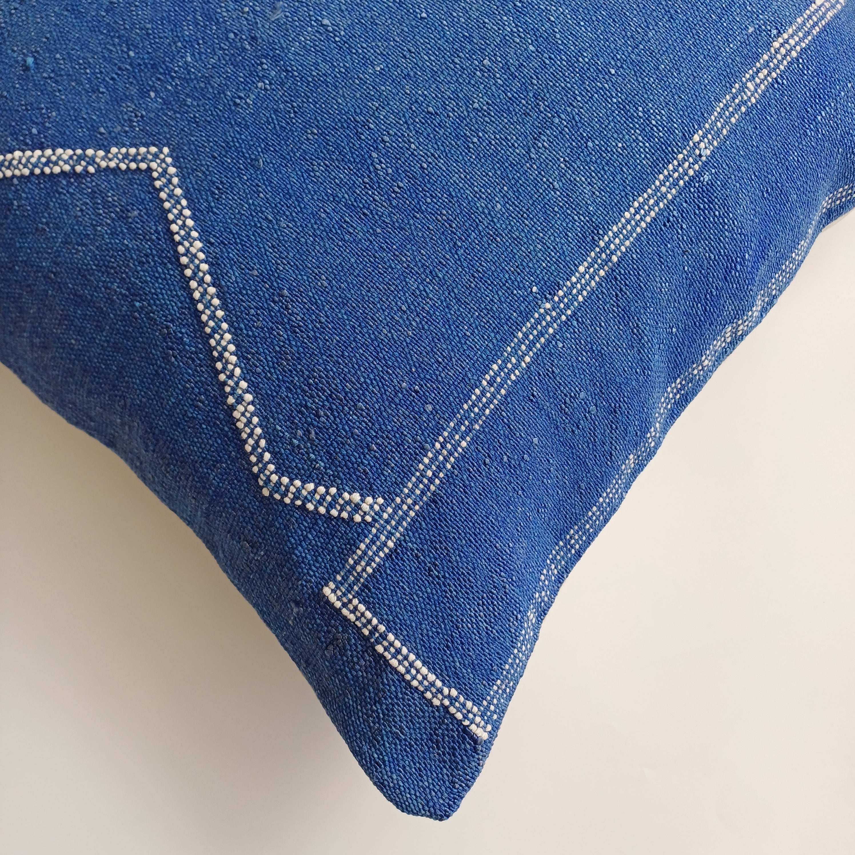Moroccan Handmade Royal Blue Cactus Silk Cushion Cover 20''x20'' / 50x50 CM
