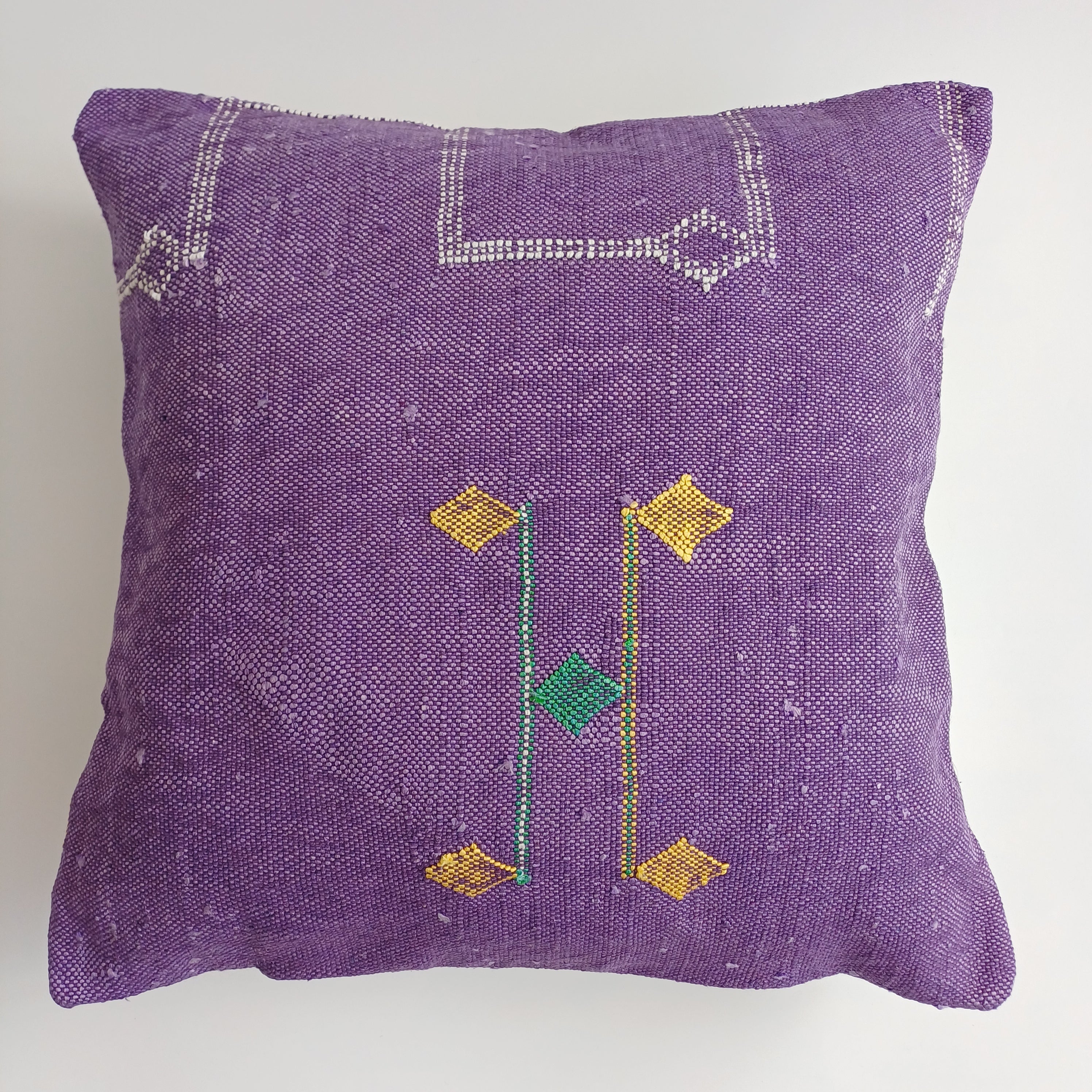 Moroccan Handmade Purple Cactus Silk Cushion Cover 20''x20'' / 50x50 CM