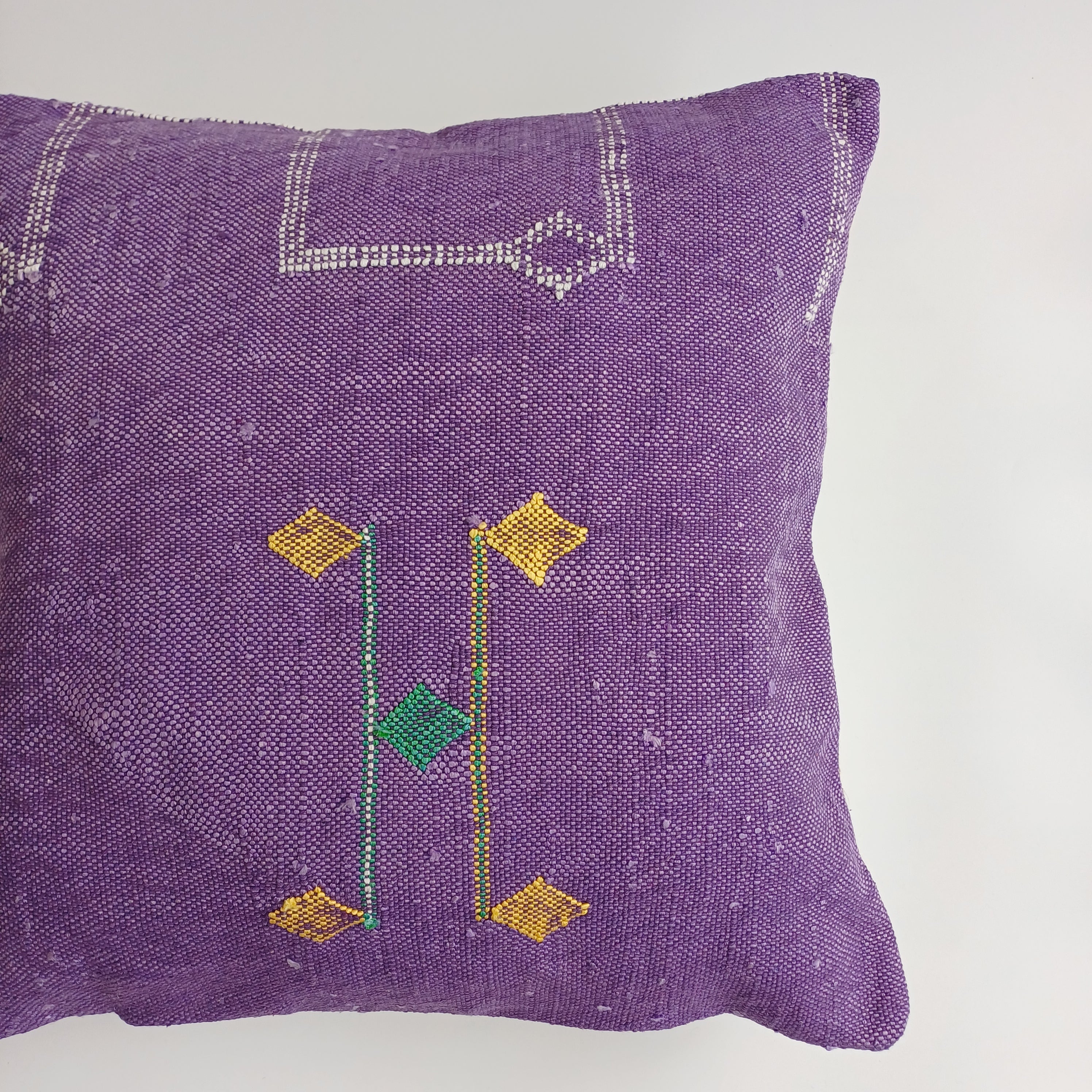 Moroccan Handmade Purple Cactus Silk Cushion Cover 20''x20'' / 50x50 CM