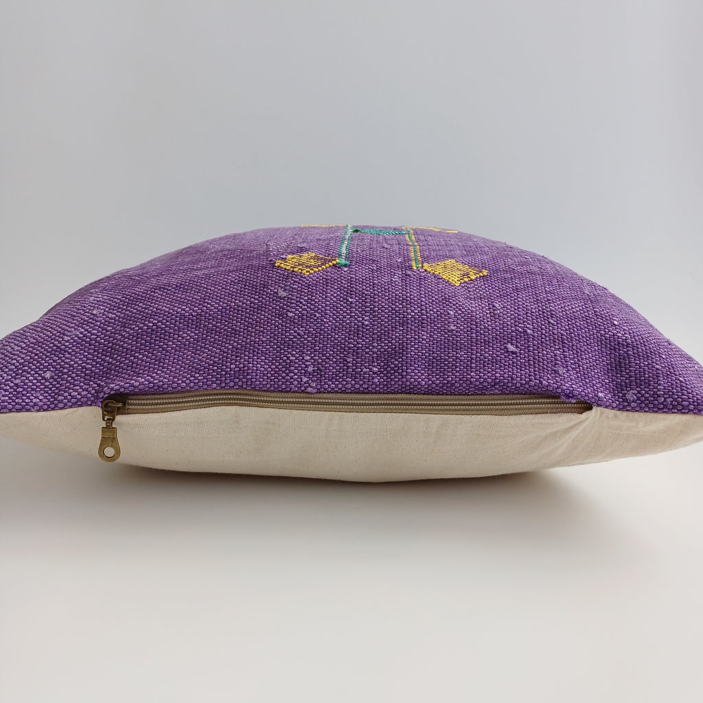 Moroccan Handmade Purple Cactus Silk Cushion Cover 20''x20'' / 50x50 CM
