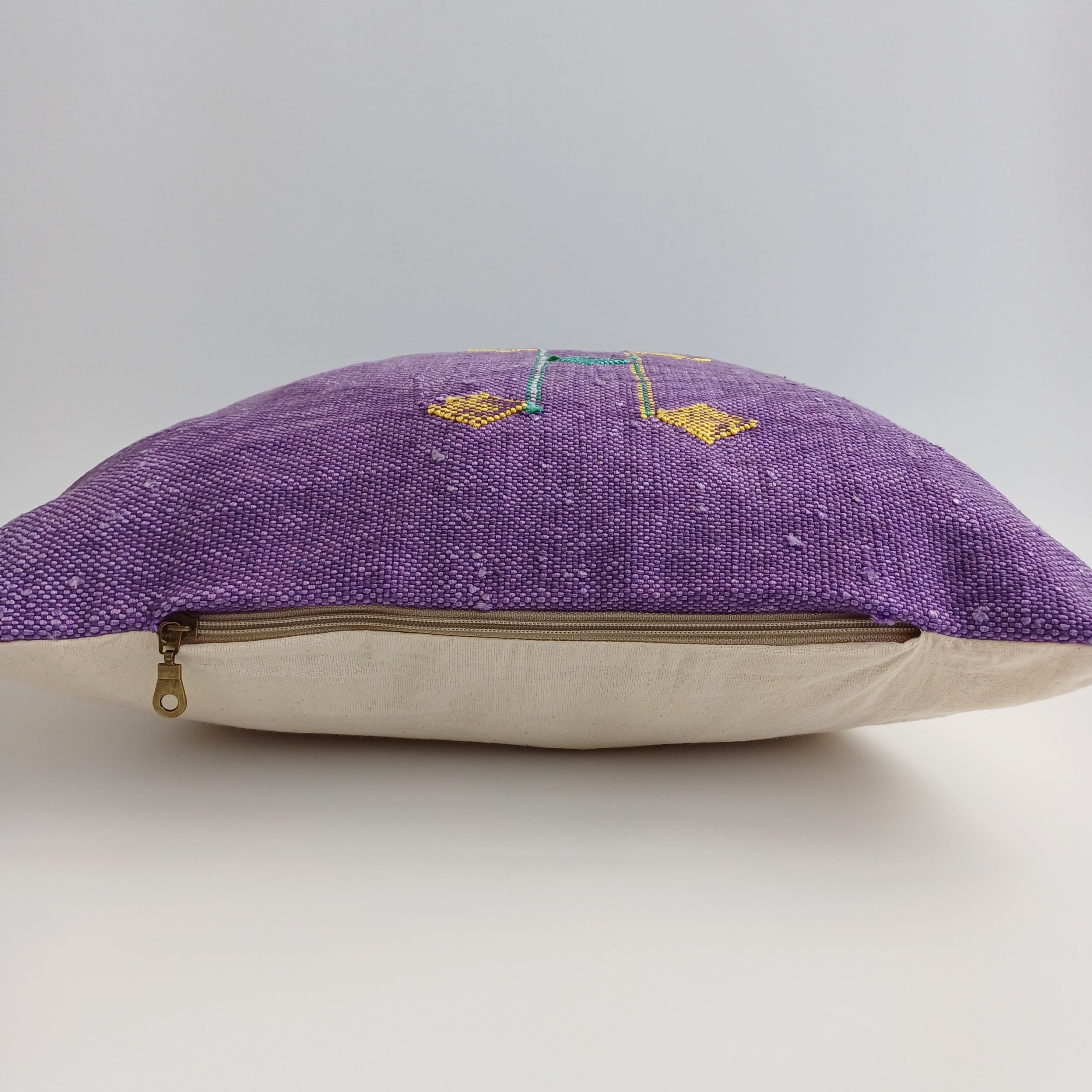 Moroccan Handmade Purple Cactus Silk Cushion Cover 20''x20'' / 50x50 CM