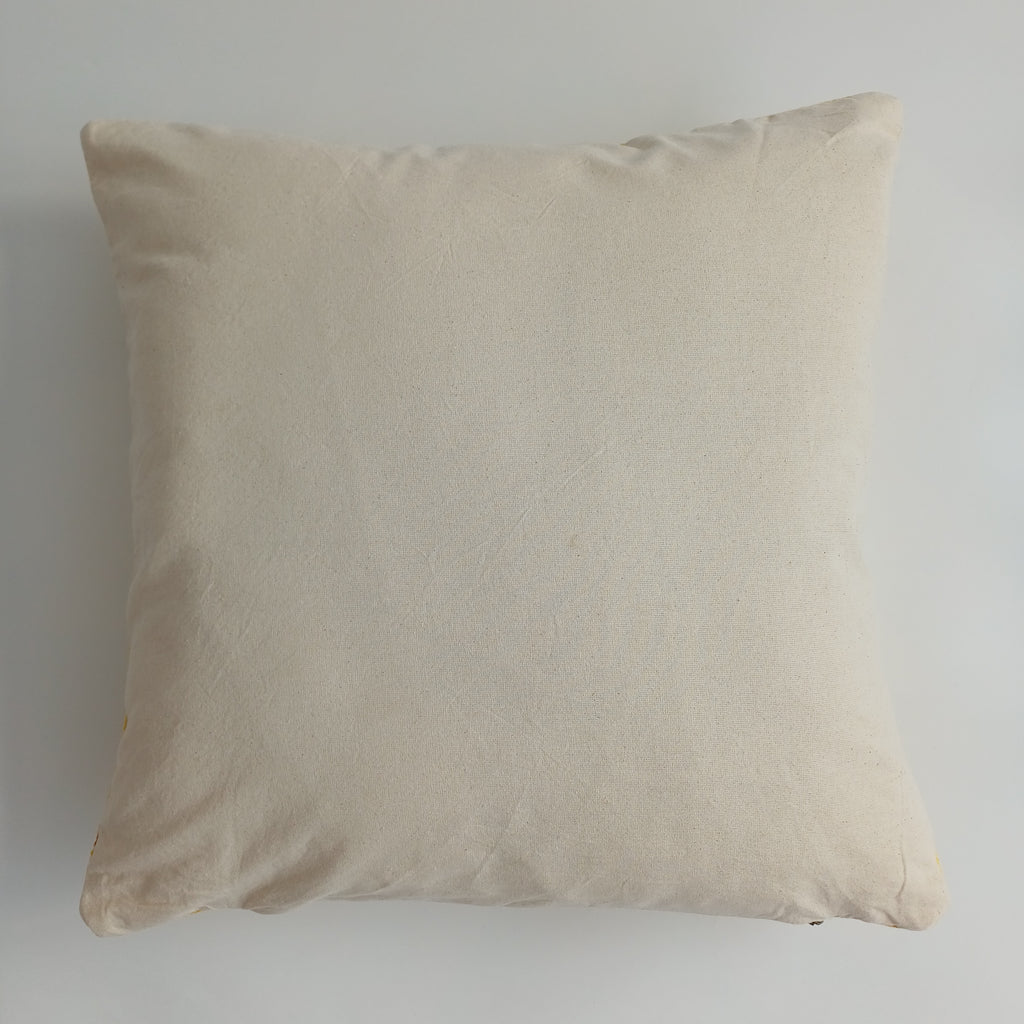 Moroccan Handmade Mustard Yellow Cactus Silk Cushion Cover 20''x20'' / 50x50 CM