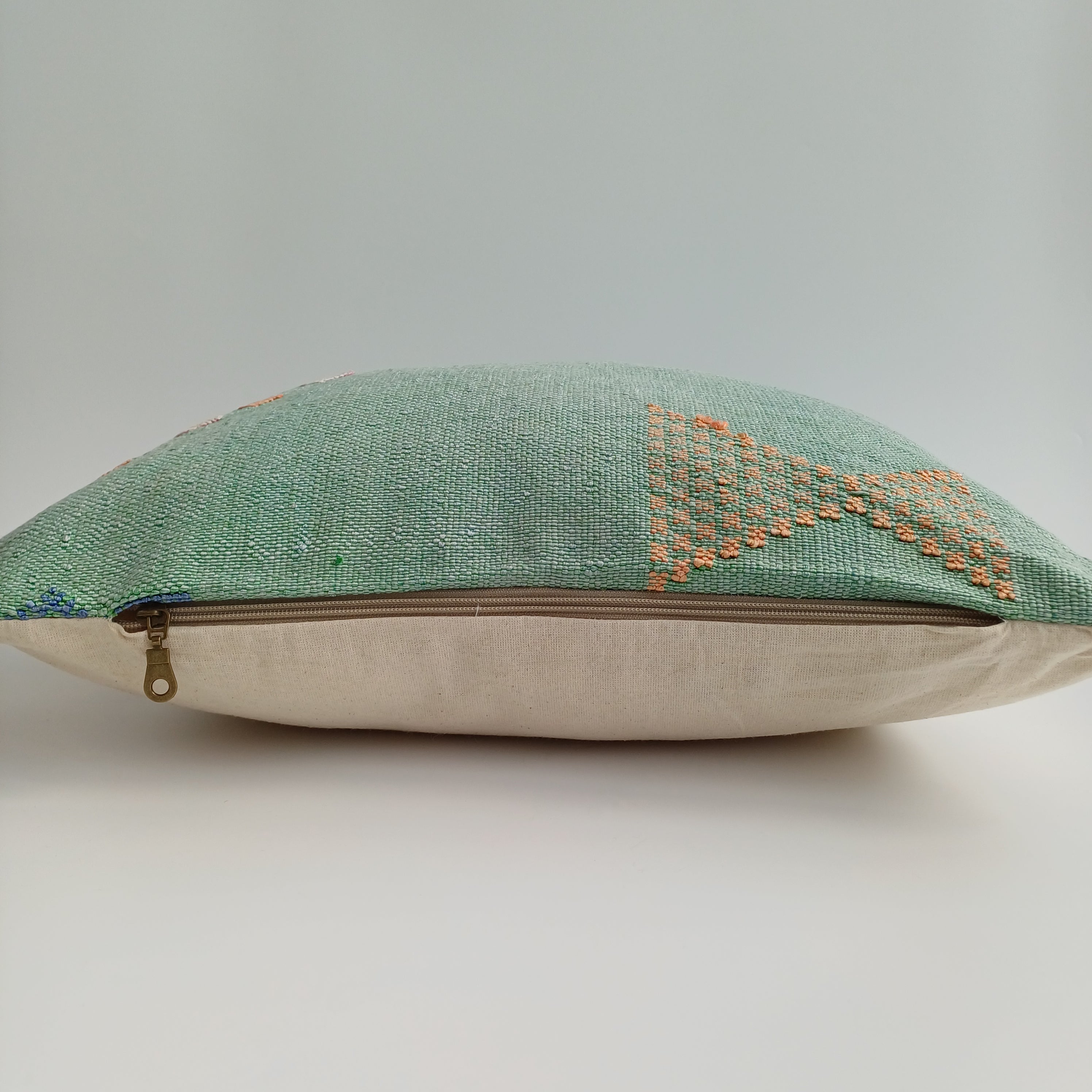 Moroccan Handmade Sage Green Cactus Silk Cushion Cover 20''x20'' / 50x50 CM