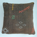 Moroccan Handmade Charcoal Brown Cactus Silk Cushion Cover 20''x20'' / 50x50 CM