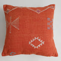 Moroccan Handmade Orange Red Cactus Silk Cushion Cover 20''x20'' / 50x50 CM