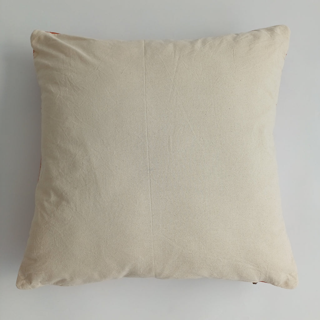 Moroccan Handmade Orange Red Cactus Silk Cushion Cover 20''x20'' / 50x50 CM