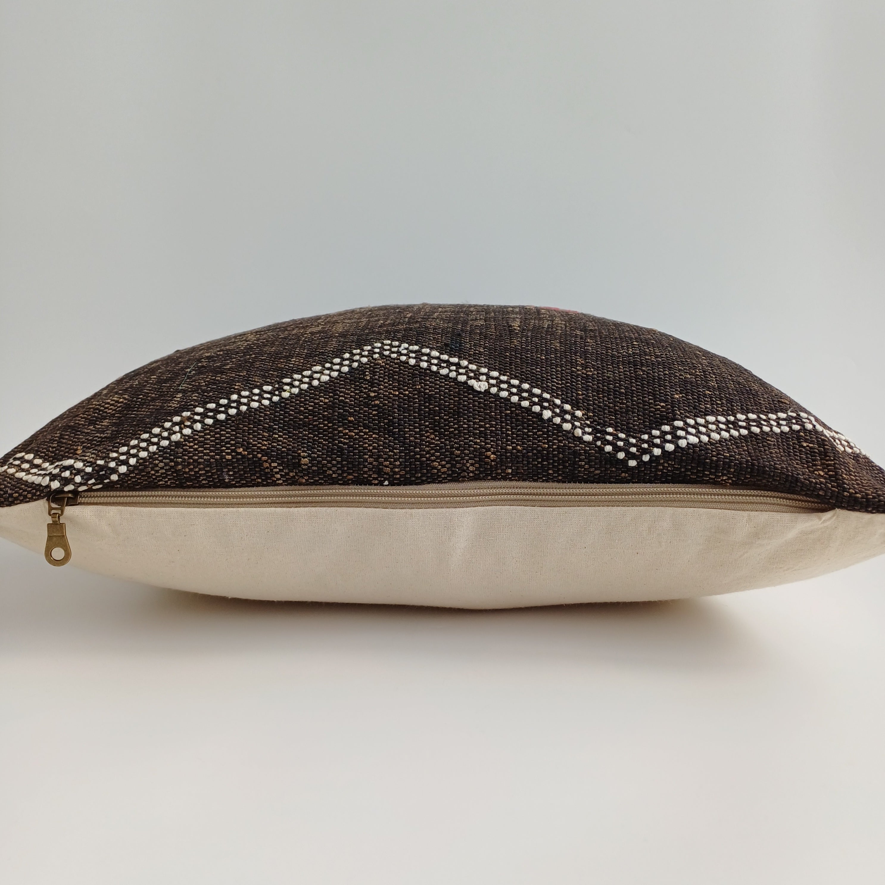 Moroccan Handmade Charcoal Brown Cactus Silk Cushion Cover 20''x20'' / 50x50 CM