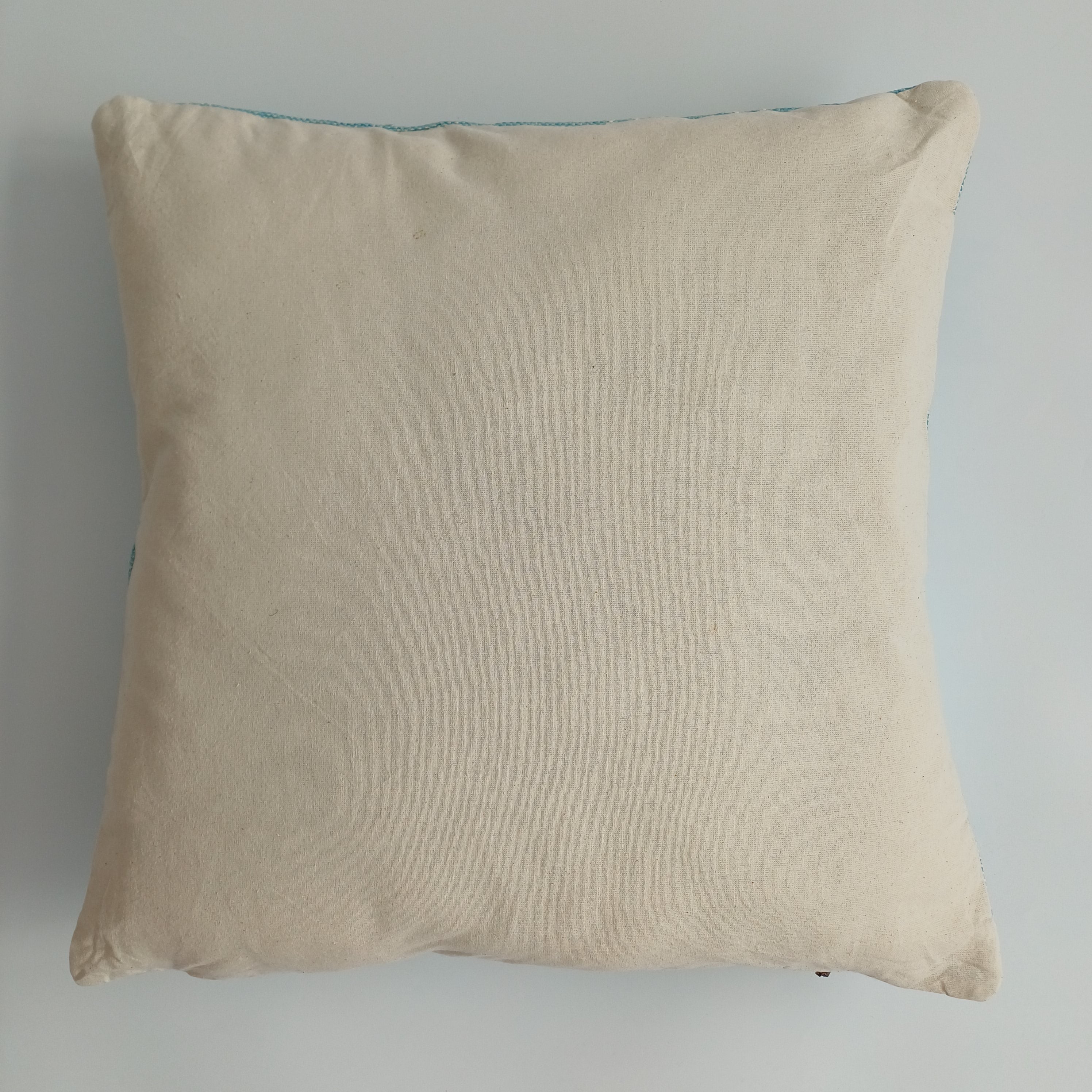 Moroccan Handmade Teal Blue Cactus Silk Cushion Cover 20''x20'' / 50x50 CM