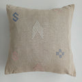 Moroccan Handmade Oatmeal Cactus Silk Cushion Cover 20''x20'' / 50x50 CM