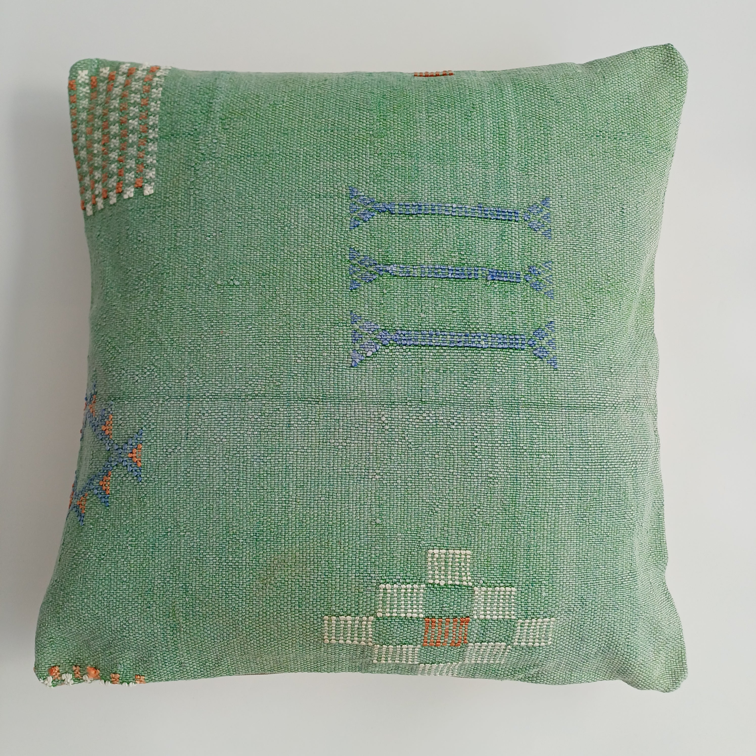 Moroccan Handmade Sage Green Cactus Silk Cushion Cover 20''x20'' / 50x50 CM