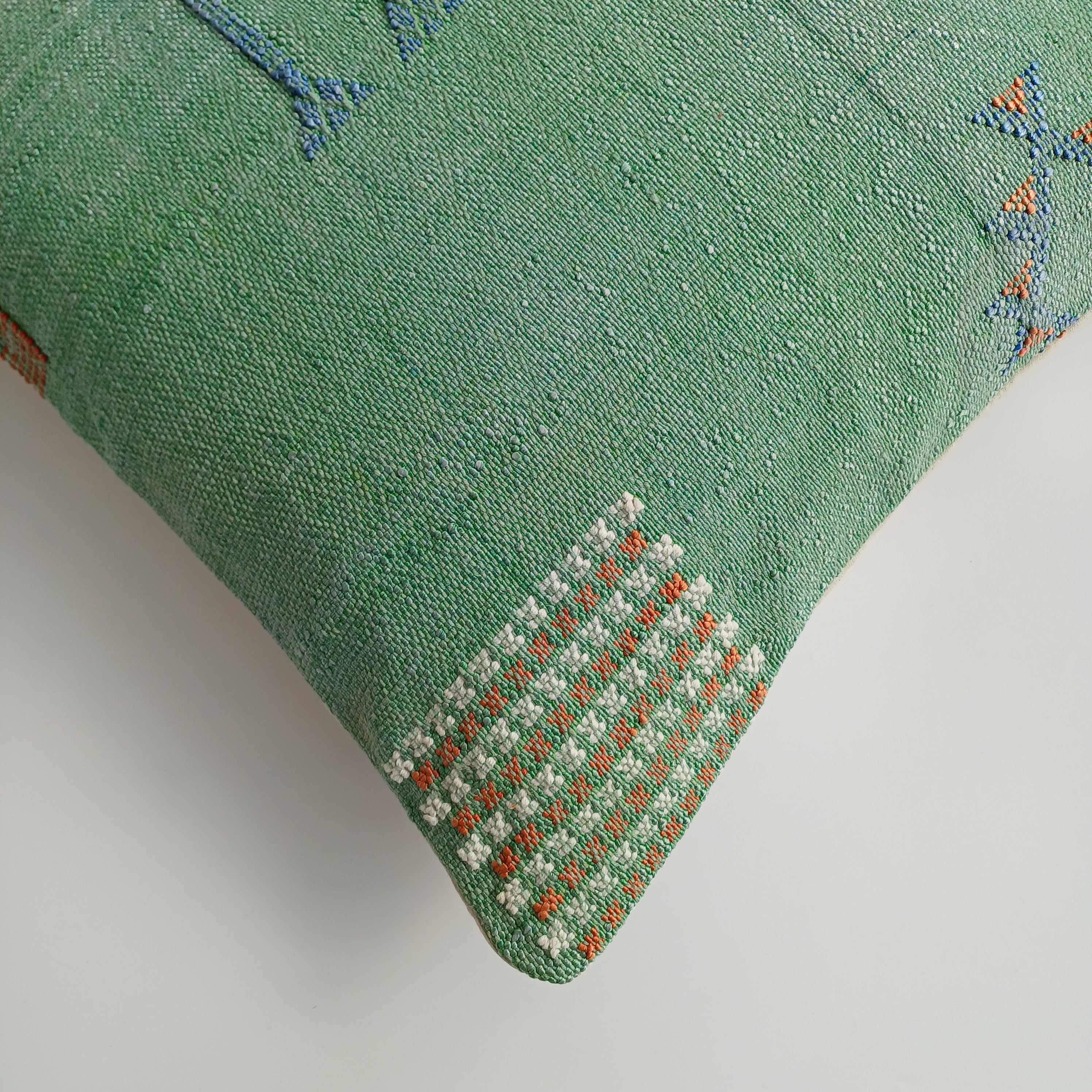 Moroccan Handmade Sage Green Cactus Silk Cushion Cover 20''x20'' / 50x50 CM